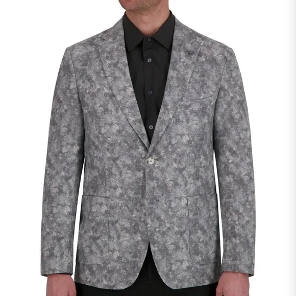 Report Collection Modern Fit Single Breasted Sport Coat in Grey Pattern - Picture 1 of 4